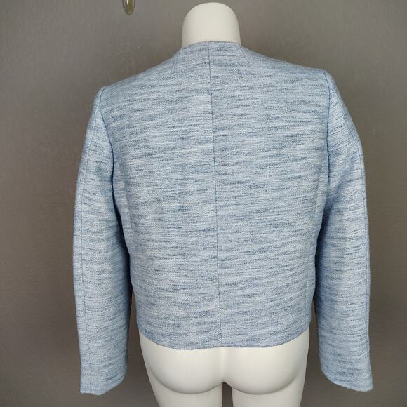 J.Crew Factory Tweed Lady Jacket Light Blue Gold Buttons NWT Size 16 - Picture 5 of 16